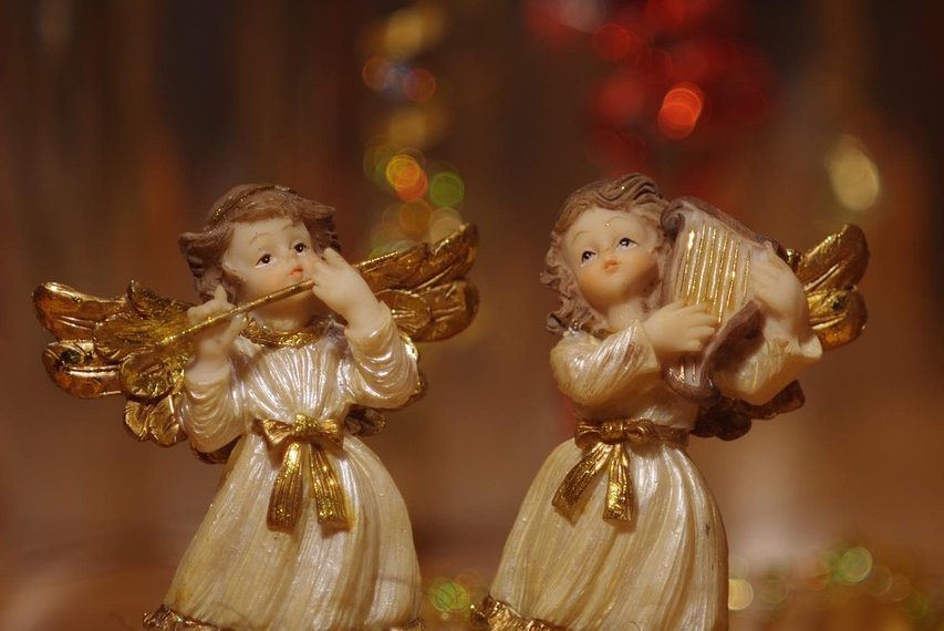 angel, two angels, christmas, decoration, christmas time, figure, christmas decorations, together