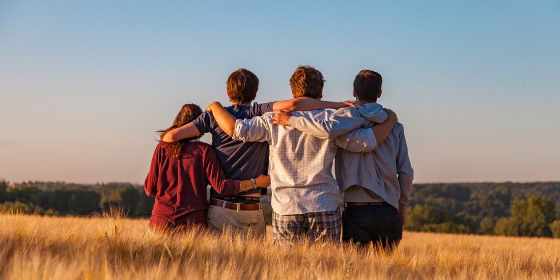 young people, nature, group, friends, friendship, together, summer, landscape, field, outdoors, youth, support, gang, teens, friendship day