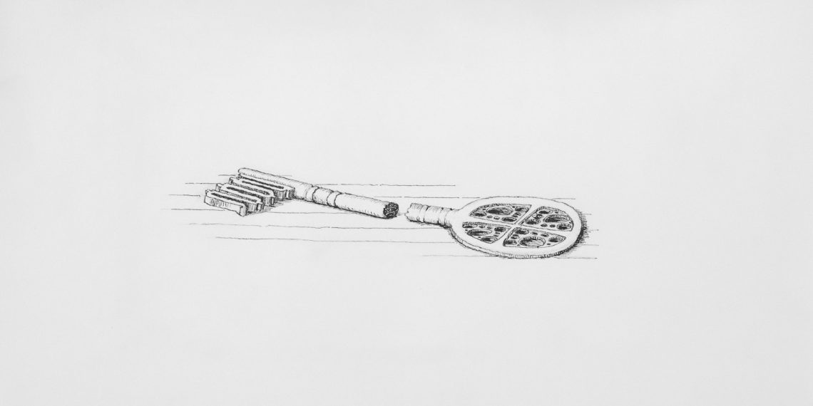 a drawing of a badminton racket on a white sheet