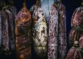 hanging raw meats