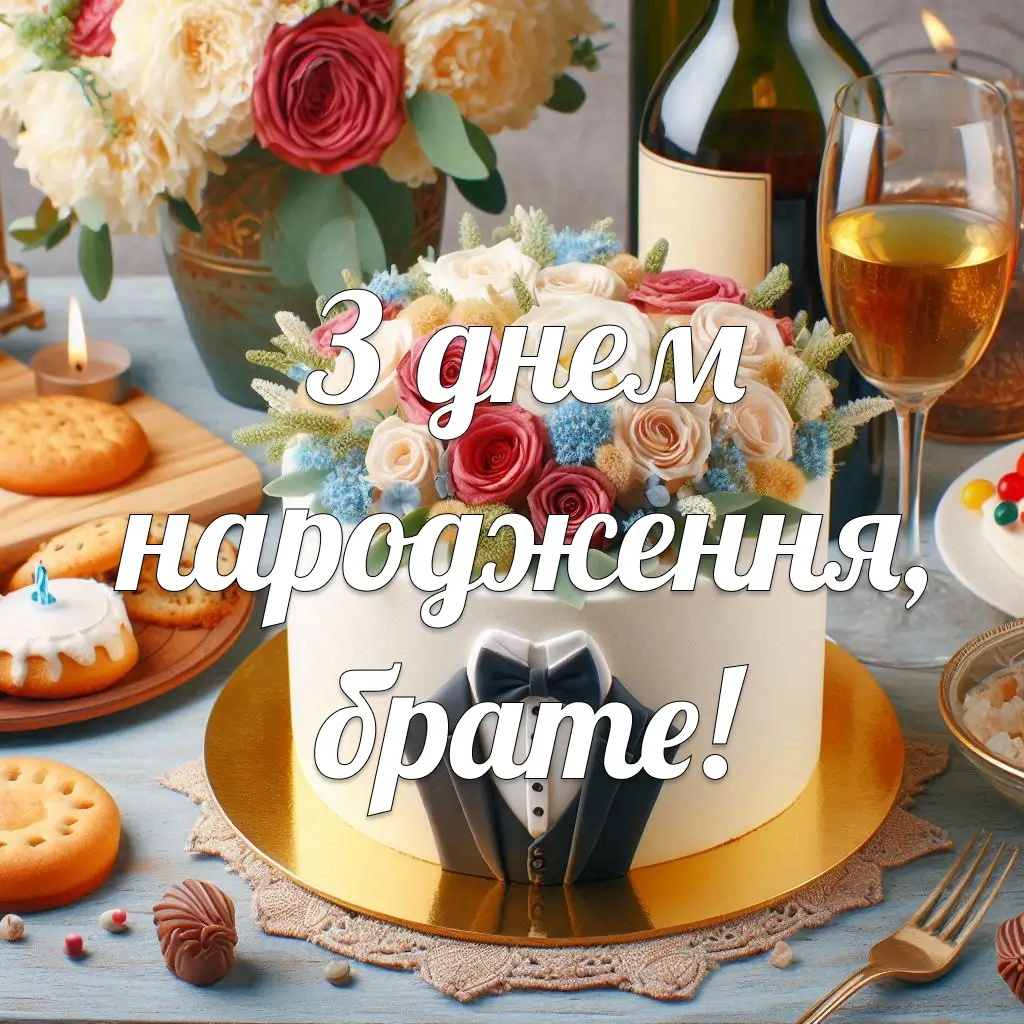 з днем народження брату картинки українською